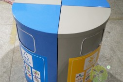 广州增城户外圆柱形分类钢制垃圾桶