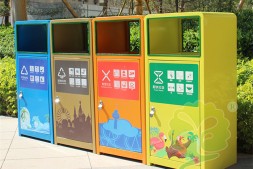 广州室外四色组合不锈钢分类垃圾桶