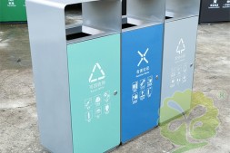 广州户外三色连体不锈钢分类垃圾桶回收箱