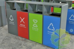 广州户外四色连体不锈钢分类垃圾桶回收箱