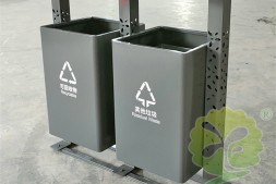 广州户外景区镂空立柱不锈钢分类垃圾桶