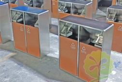 广州户外双烟灰盅不锈钢分类垃圾桶
