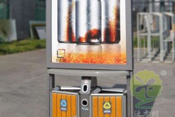 白云区户外分类钢木广告垃圾桶定制