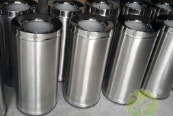 广州单桶圆柱形不锈钢垃圾箱厂家
