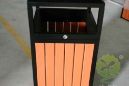 荔湾区户外方形单桶钢木垃圾桶厂家