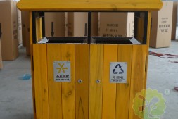 南沙区户外圆柱形钢木垃圾桶厂家